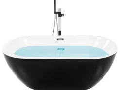 Beliani Poreamme Vapaasti Seisova Led-Valot Musta 170 X 80 Cm Nevis Iii Store