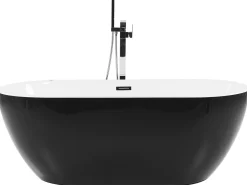 Beliani Poreamme Vapaasti Seisova Led-Valot Musta 170 X 80 Cm Nevis Iii Store