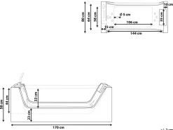 Beliani Poreamme Vapaasti Seisova Valkoinen 170 X 80 Cm Oyon Hot