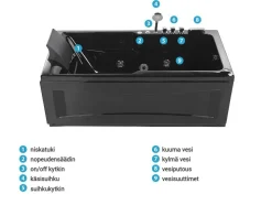 Beliani Poreamme Vasenk. Led-Valot Musta 169 X 81 Cm Artemisa Discount