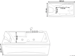 Beliani Poreamme Vasenk. Led-Valot Musta 169 X 81 Cm Artemisa Discount