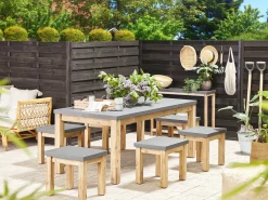 Beliani Poytaryhma 6-Istuttava - Poyta Ja 6 Jakkaraa Harmaa Ostuni New