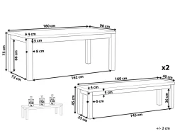 Beliani Poytaryhma 6-Istuttava - Poyta Ja 2 Penkkia Harmaa Ostuni Online