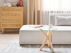 Beliani Poytasetti Lasitasolla Kumipuu Vaalea Puu 2 Kpl Valley Sale