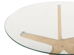 Beliani Poytasetti Lasitasolla Kumipuu Vaalea Puu 2 Kpl Valley Sale