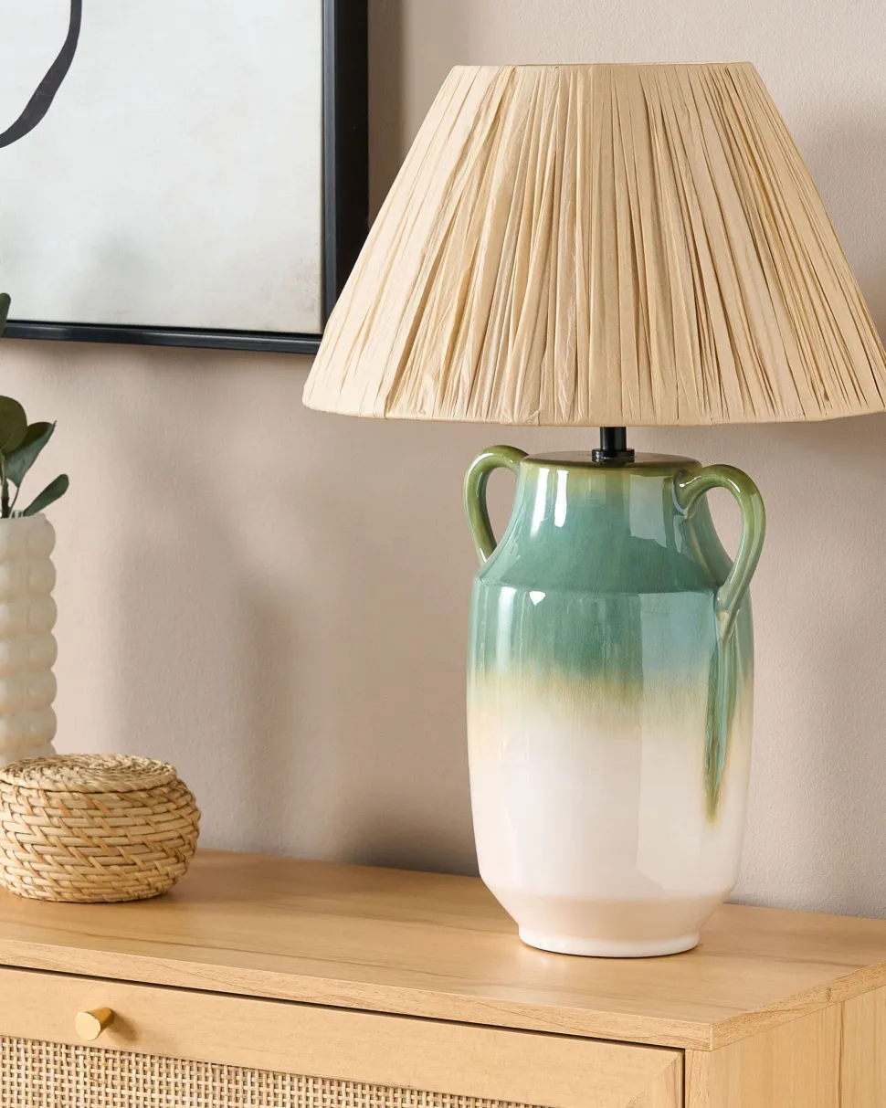 Beliani Poytavalaisin Keraaminen Vihrea/Valkoinen Limones Discount