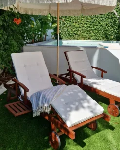 Beliani Puinen Aurinkotuoli Luonnonvalkoisella Pehmusteella Toscana Discount