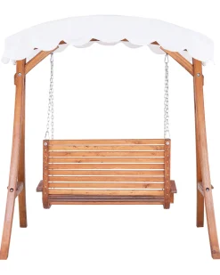 Beliani Puinen Pihakeinu Katoksella Beige Andria Best Sale