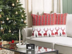 Beliani Punavalkoinen 2 Kpl Koristetyynysetti 45 X 45 Cm Robbie New