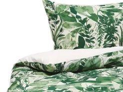 Beliani Pussilakanasetti Puuvilla Valkoinen/Vihrea 155 X 220 Cm Greenwood Cheap