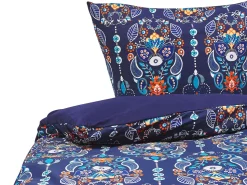 Beliani Pussilakanasetti Satiinipuuvilla Tummansininen 135 X 200 Cm Madrona Fashion