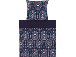 Beliani Pussilakanasetti Satiinipuuvilla Tummansininen 135 X 200 Cm Madrona Fashion