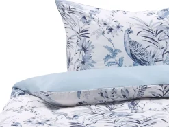 Beliani Pussilakanasetti Satiinipuuvilla Valkoinen/Sininen 155 X 220 Cm Ballard Cheap