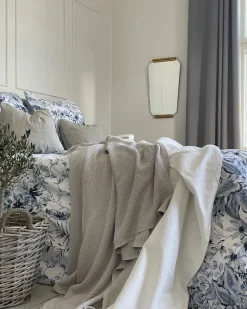 Beliani Pussilakanasetti Satiinipuuvilla Valkoinen/Sininen 155 X 220 Cm Ballard Cheap