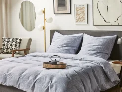 Beliani Pussilakanasetti Satiinipuuvilla Harmaa 135 X 200 Cm Morningside Hot