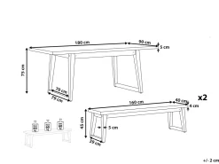 Beliani Puutarhakalustesetti Poydalla Ja 2 Penkilla Harmaa/Vaalea Puu Oria Store