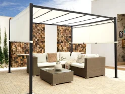 Beliani Puutarhakatos Led-Valot Beige 310 X 215 Cm Parga Hot