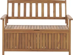 Beliani Puutarhapenkki Akasiapuu Säilytystila Punainen 120 Cm Sovana Flash Sale