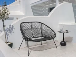 Beliani Puutarhapenkki Polyrottinki Musta 114 Cm Acapulco Cheap