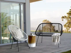 Beliani Puutarhapenkki Polyrottinki Musta 114 Cm Acapulco Cheap