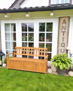 Beliani Puutarhapenkki Vaalea Akasiapuu Säilytystila 160 Cm Sovana Discount