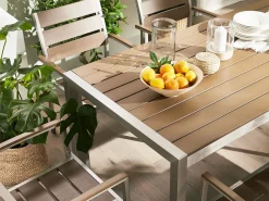 Beliani Puutarhapoyta Alumiini Vaalea Puu 180 X 90 Cm Vernio Discount