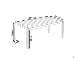 Beliani Puutarhapoyta Alumiini Vaalea Puu 180 X 90 Cm Vernio Discount