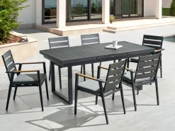 Beliani Puutarhapoyta Jatkettava Alumiini Musta 180/240 X 90 Cm Valcanetto Hot