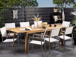 Beliani Puutarhapoyta Jatkettava Akaasia Vaalea Puu 180/240 X 100 Cm Cesana Best