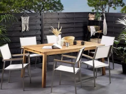 Beliani Puutarhapoyta Jatkettava Akaasia Vaalea Puu 180/240 X 100 Cm Cesana Best