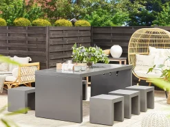 Beliani Puutarhapoyta Kuitusementti U-Muoto Harmaa 180 X 90 Cm Taranto Cheap