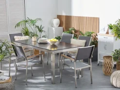 Beliani Puutarhapoyta Lasitasolla Musta 180 X 90 Cm Grosseto Best