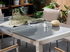 Beliani Puutarhapoyta 3-Osainen Graniittitaso Harmaa 180 X 90 Cm Grosseto Shop