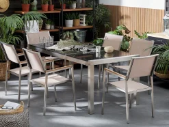 Beliani Puutarhapoyta 3-Osainen Graniittitaso Musta 180 X 90 Cm Grosseto Online