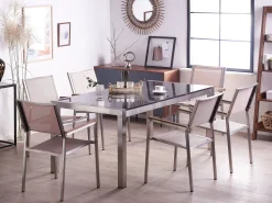 Beliani Puutarhapoyta 3-Osainen Graniittitaso Musta 180 X 90 Cm Grosseto Online