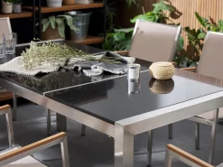 Beliani Puutarhapoyta 3-Osainen Graniittitaso Musta 180 X 90 Cm Grosseto Online