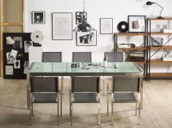 Beliani Puutarhapoyta 3-Osainen Lasitaso Kirkas 220 X 100 Cm Grosseto Cheap