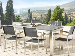 Beliani Puutarhapoyta Poltettu Graniittitaso Musta 180 X 90 Cm Grosseto Outlet