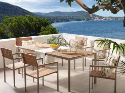 Beliani Puutarhapoyta Tiikki Vaalea Puu 200 X 90 Cm Viareggio Store