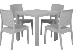 Beliani Puutarhapoytaryhma Vaaleanharmaa 4 Tuolia Fossano Cheap