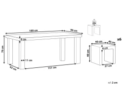 Beliani Puutarhasetti 6 Jakkaraa Betoni Taranto Online