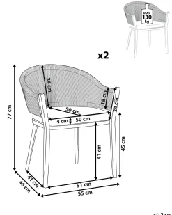 Beliani Puutarhatuoli 2 Kpl Alumiininen Harmaa Mileto Sale