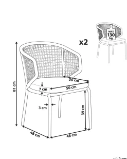 Beliani Puutarhatuoli 2 Kpl Harmaa Palmi Fashion