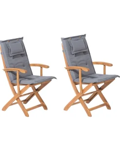 Beliani Puutarhatuoli 2 Kpl, Harmailla Tyynyilla Maui Fashion