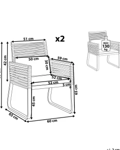 Beliani Puutarhatuoli 2 Kpl Metallinen Musta Canetto Outlet