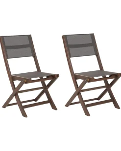 Beliani Puutarhatuoli Akaasia Tumma Puu 2 Kpl Cesana Store