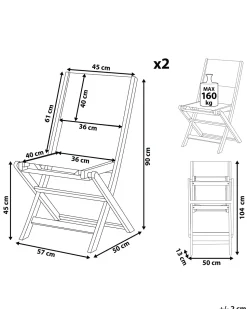 Beliani Puutarhatuoli Akaasia Tumma Puu 2 Kpl Cesana Store