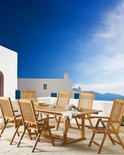 Beliani Puutarhatuoli Akaasia Vaalea Puu 6 Kpl Java Fashion