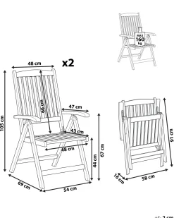 Beliani Puutarhatuoli Akaasiapuinen 2Kpl Setti Vaaleanruskea Java Outlet