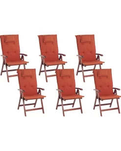 Beliani Puutarhatuoli Akasiapuu Tumma Puu/Tummanpunainen 6 Kpl Toscana Cheap